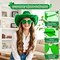 4E’s Novelty Green Cowboy Hat with Feathers & Heart-Shaped Sunglasses - Perfect Cowboy Outfit Accessory, Cowboy Hat for Party Costume Dress Up